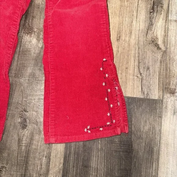 VTG Y2K Tommy Hilfiger Girls Red Corduroy Flare Leg Pants With Embroidery 4T - Picture 3 of 5